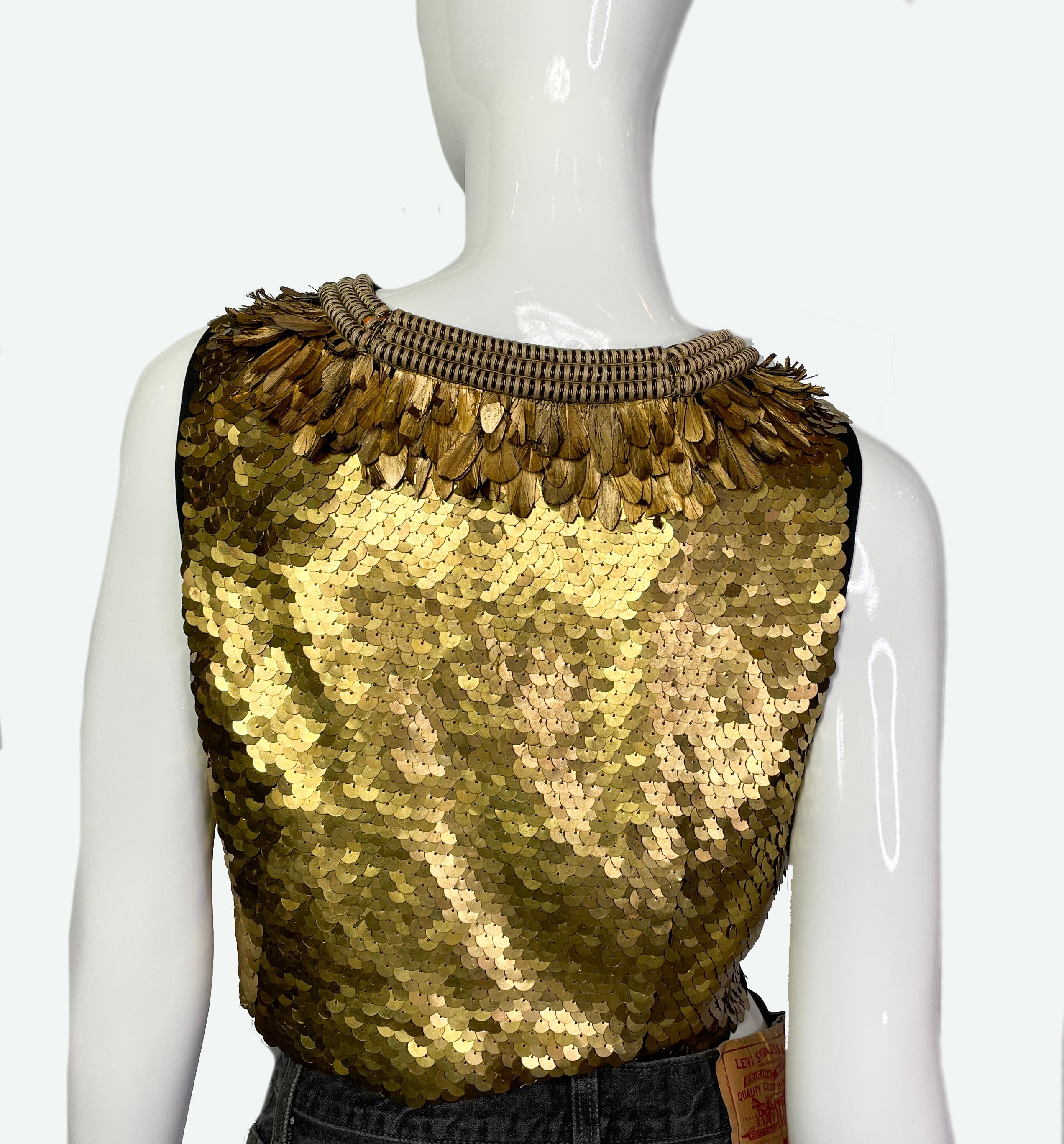 Proenza Schouler Gold Metal Sequins Silk Top, 2014 For Sale 2