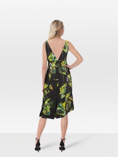 Proenza Schouler Green & Black Leaf Print V Neck Dress Size M