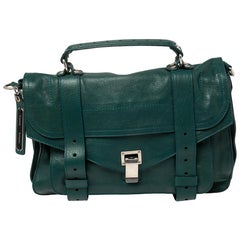 Proenza Schouler Green Leather Medium PS1 Top Handle Bag