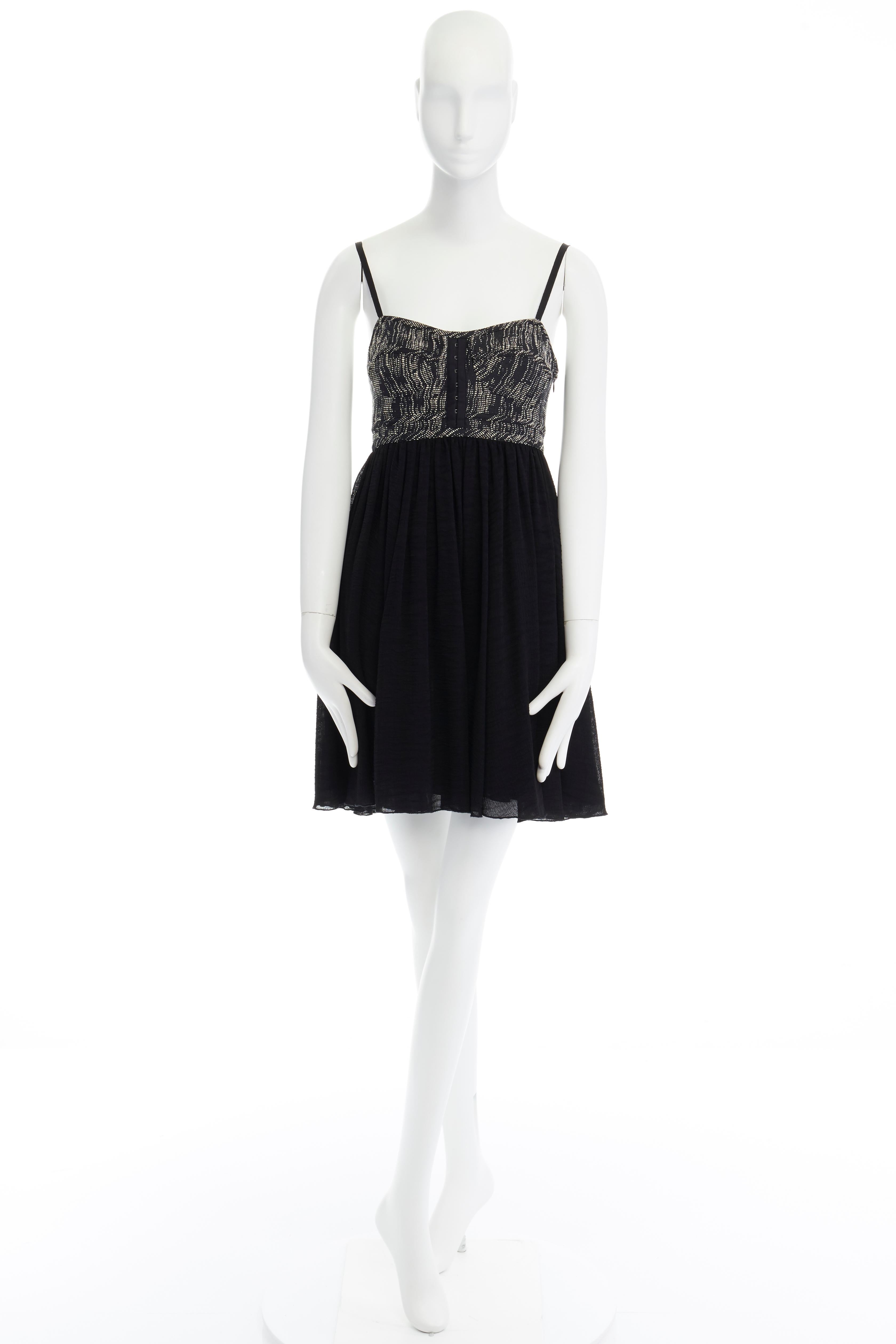 PROENZA SCHOULER grey tweed bust silk flounce skirt mini dress XS FR34 US2 UK6 For Sale 5