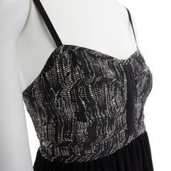 PROENZA SCHOULER minivestido con falda de volantes de seda y busto de tweed gris XS FR34 US2 UK6