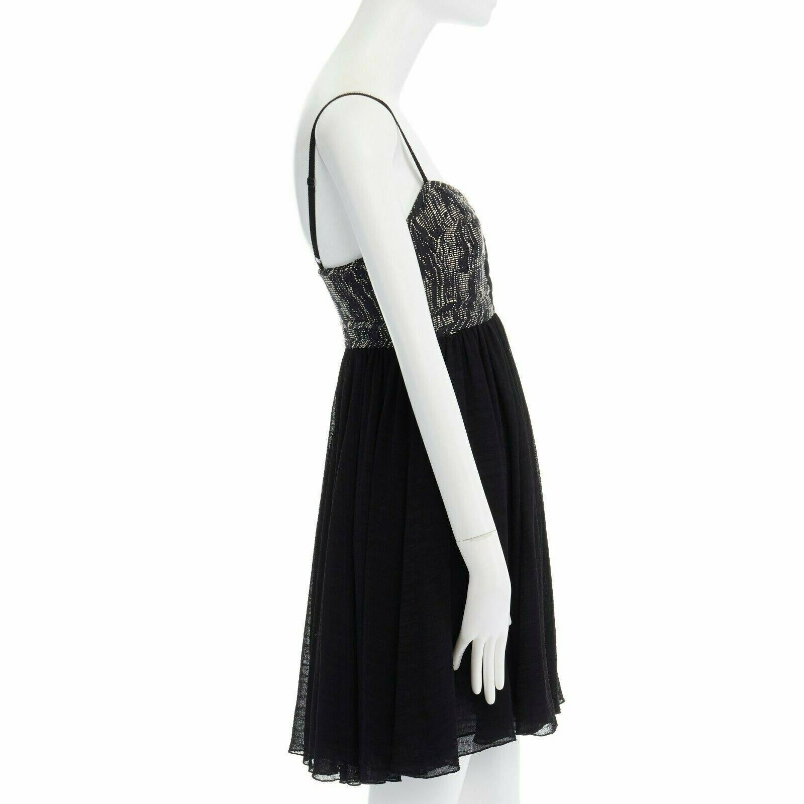 PROENZA SCHOULER grey tweed bust silk flounce skirt mini dress XS FR34 US2 UK6 In Good Condition For Sale In Hong Kong, NT