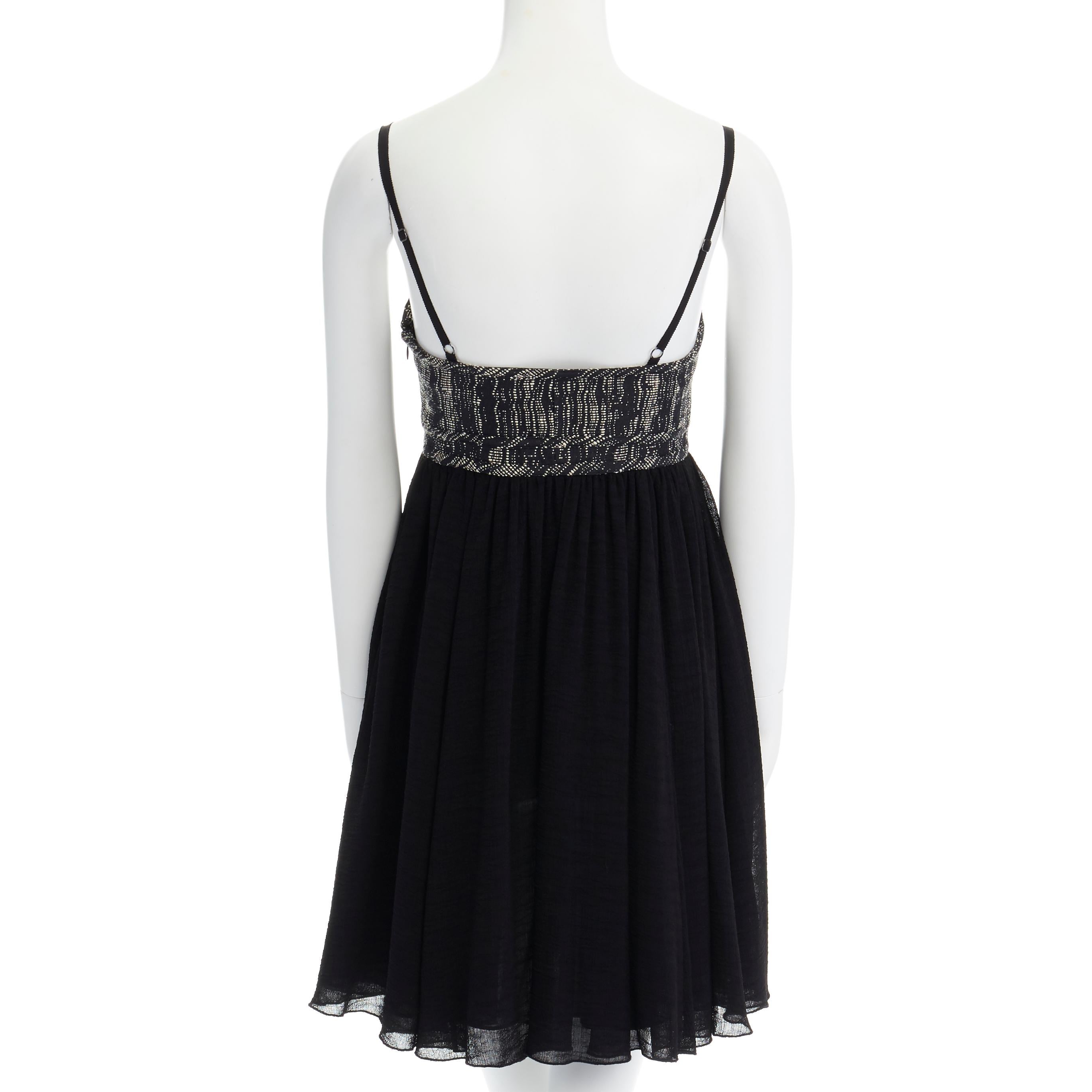Women's PROENZA SCHOULER grey tweed bust silk flounce skirt mini dress XS FR34 US2 UK6 For Sale
