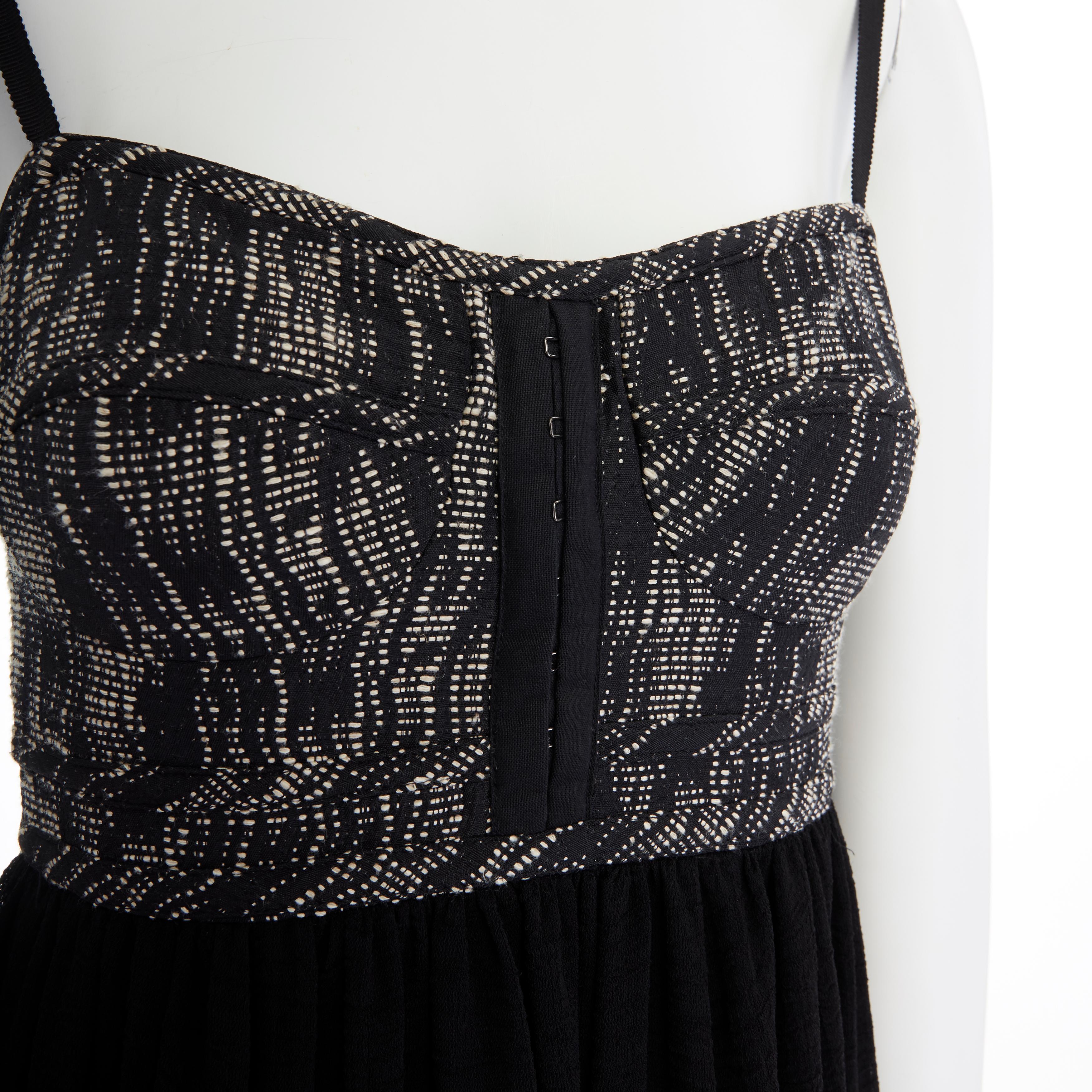 PROENZA SCHOULER grey tweed bust silk flounce skirt mini dress XS FR34 US2 UK6 For Sale 2