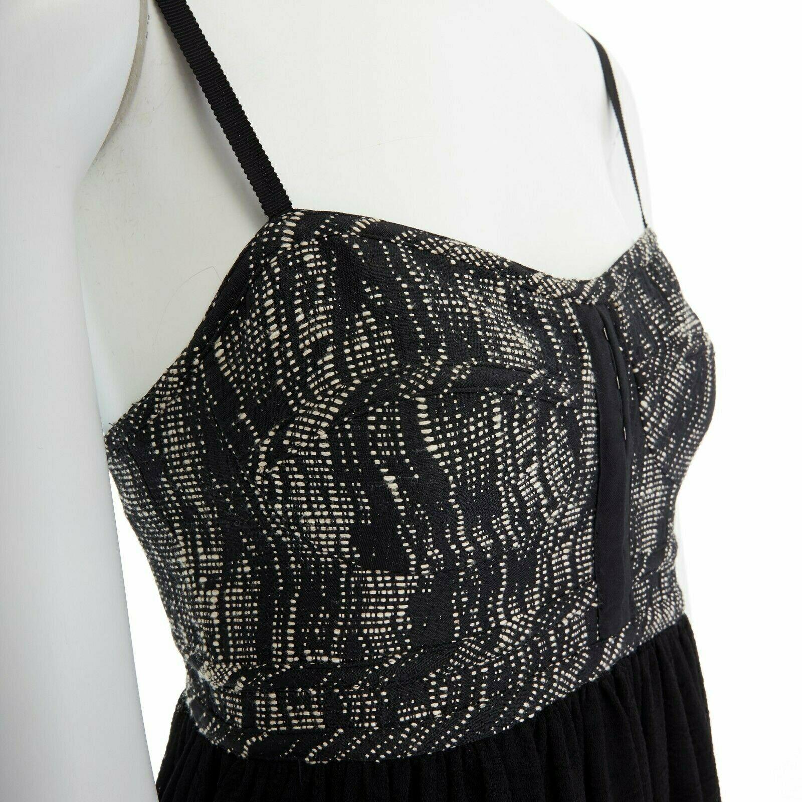 PROENZA SCHOULER grey tweed bust silk flounce skirt mini dress XS FR34 US2 UK6 For Sale 2