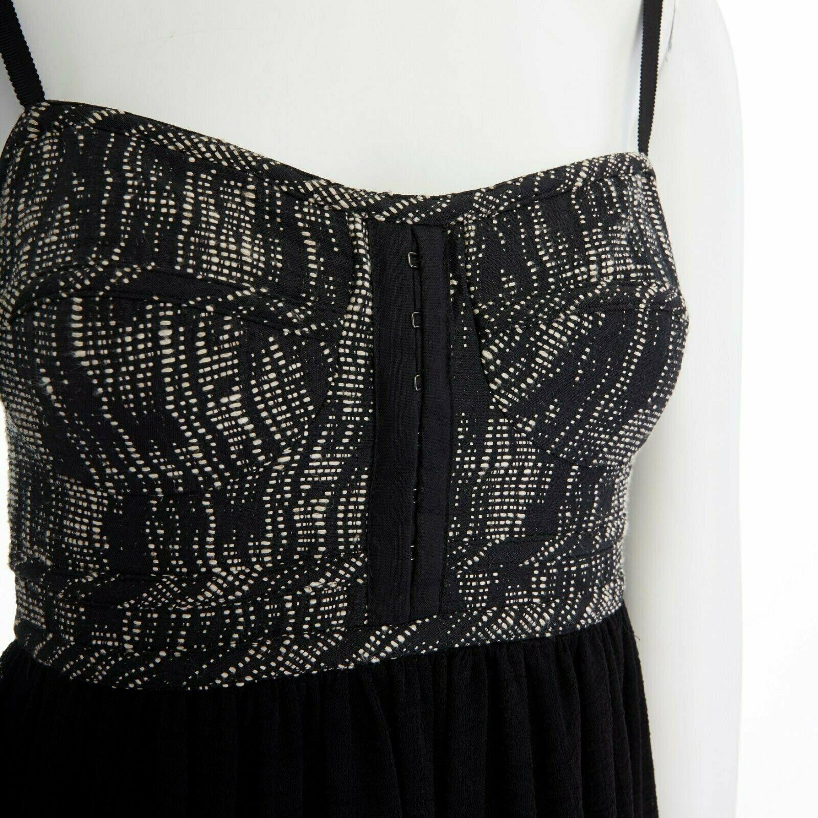 PROENZA SCHOULER grey tweed bust silk flounce skirt mini dress XS FR34 US2 UK6 3