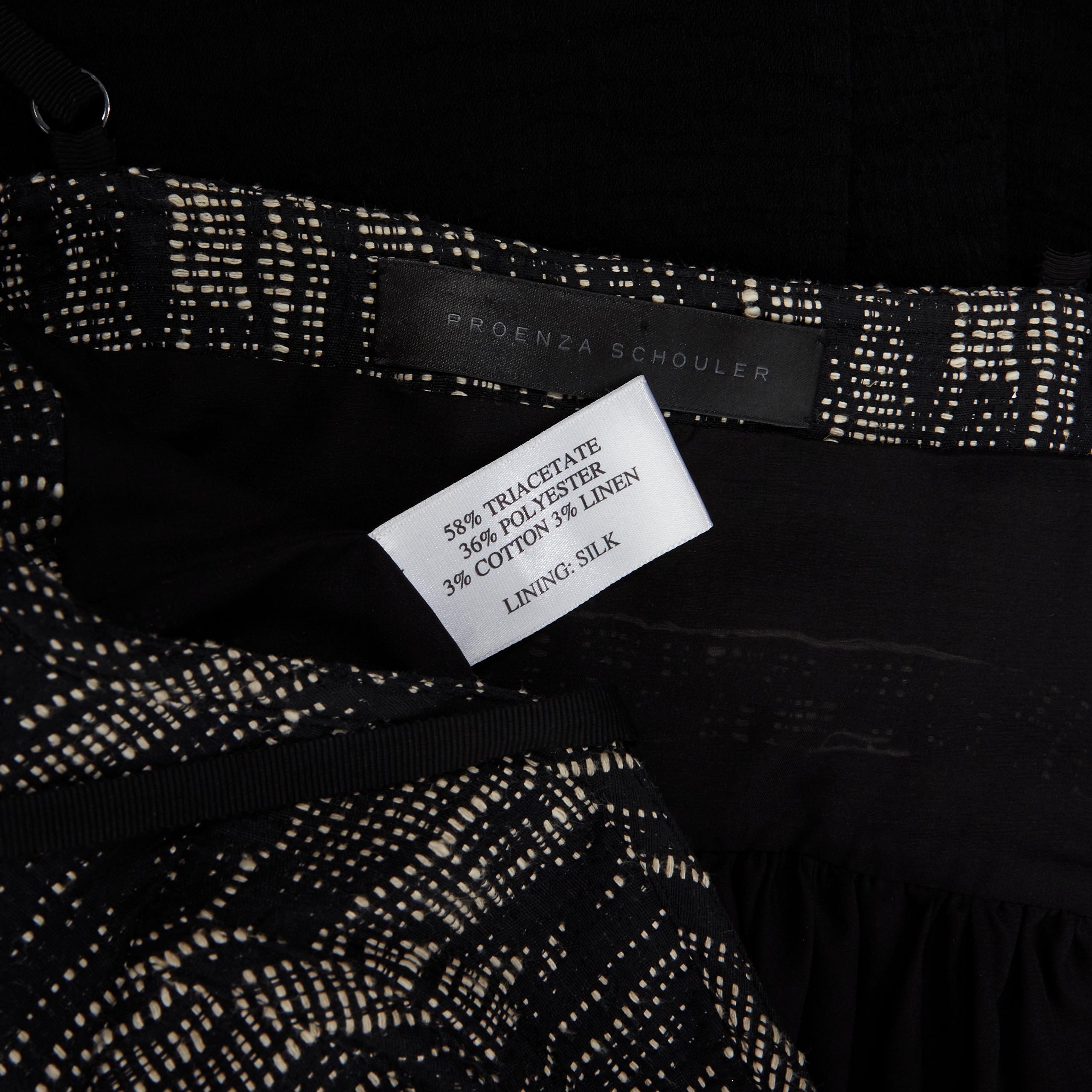 PROENZA SCHOULER grey tweed bust silk flounce skirt mini dress XS FR34 US2 UK6 For Sale 4
