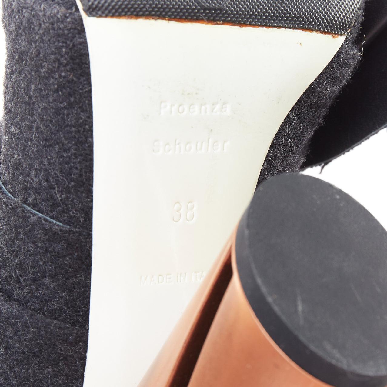 PROENZA SCHOULER mules à talon métallique avec nœud en feutre de laine gris EU38 en vente 5