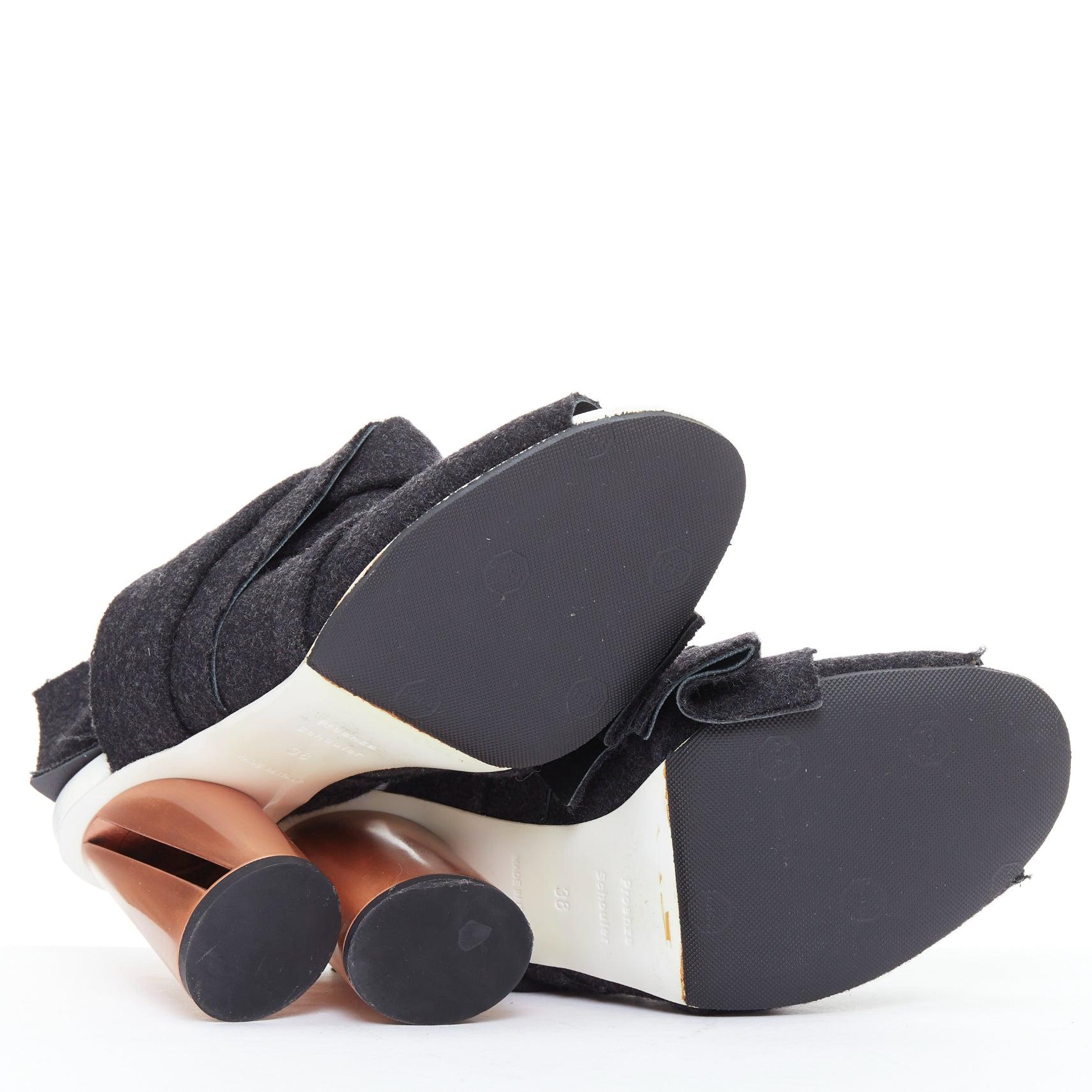 PROENZA SCHOULER mules à talon métallique avec nœud en feutre de laine gris EU38 en vente 6