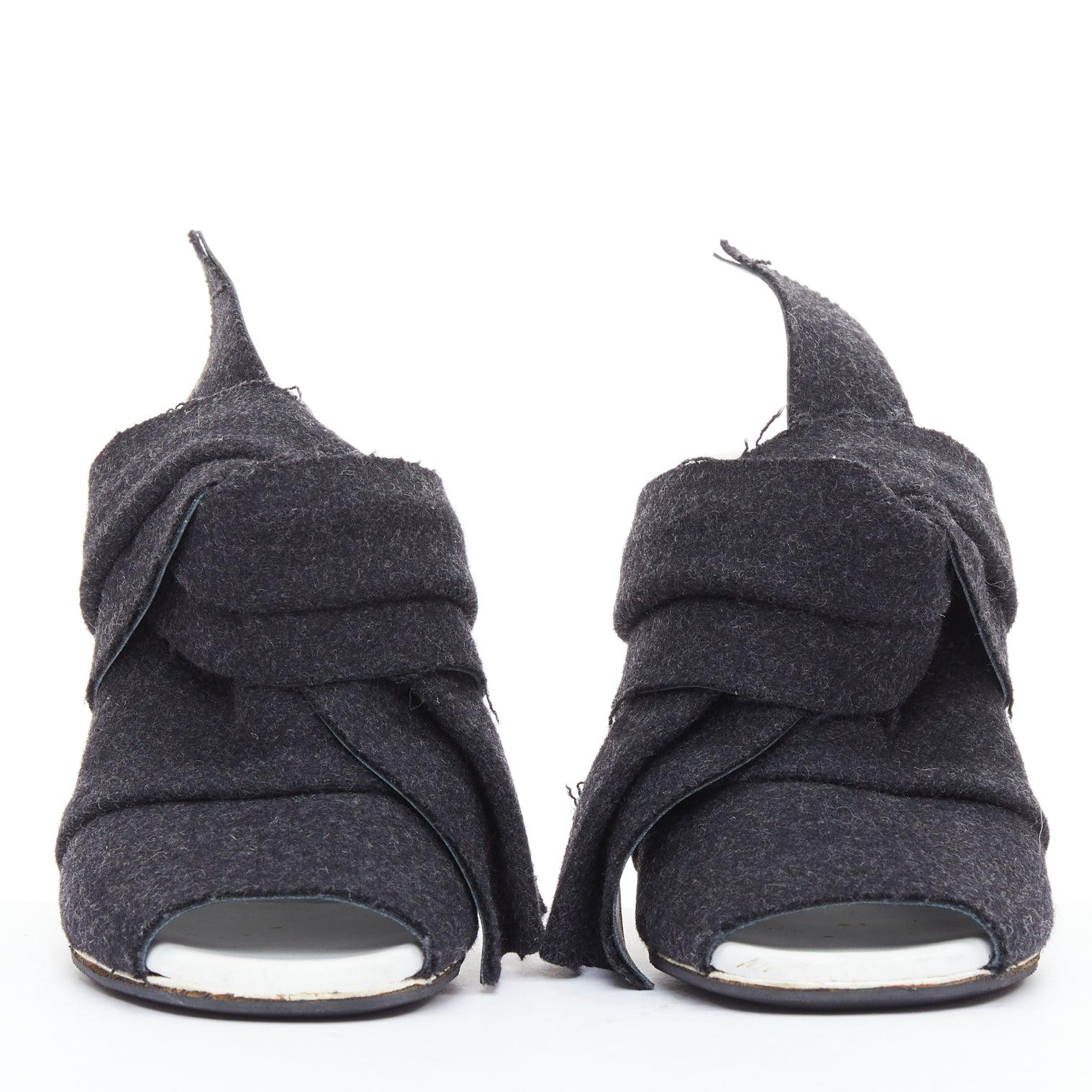 Noir PROENZA SCHOULER mules à talon métallique avec nœud en feutre de laine gris EU38 en vente