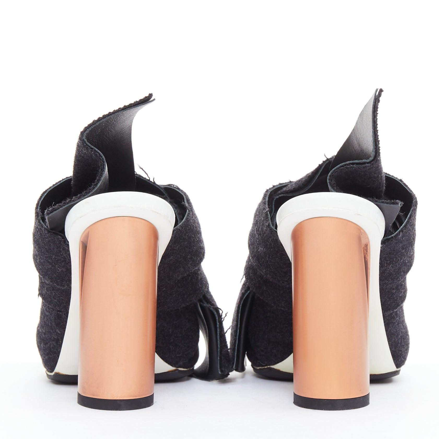 PROENZA SCHOULER mules à talon métallique avec nœud en feutre de laine gris EU38 Pour femmes en vente