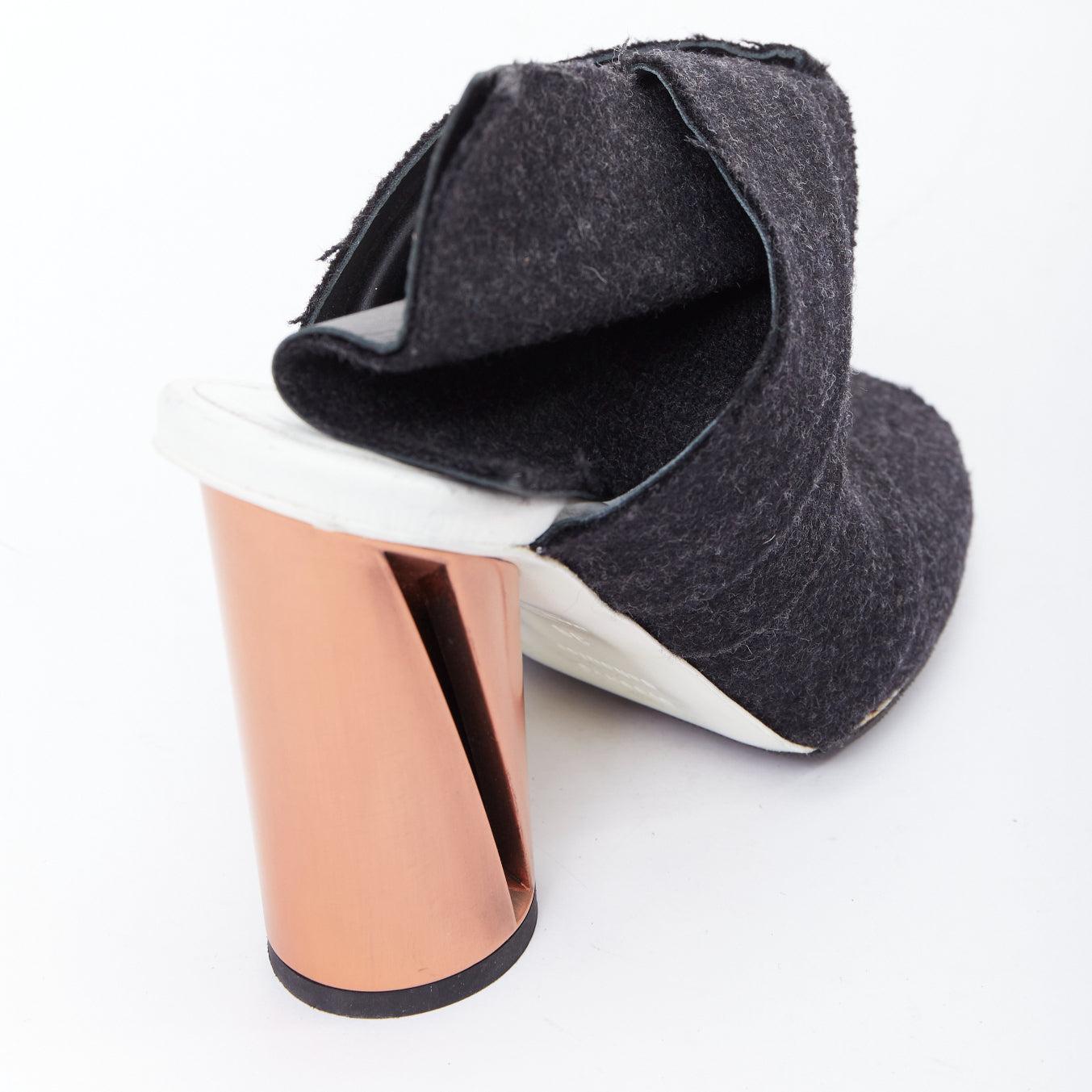 PROENZA SCHOULER mules à talon métallique avec nœud en feutre de laine gris EU38 en vente 3