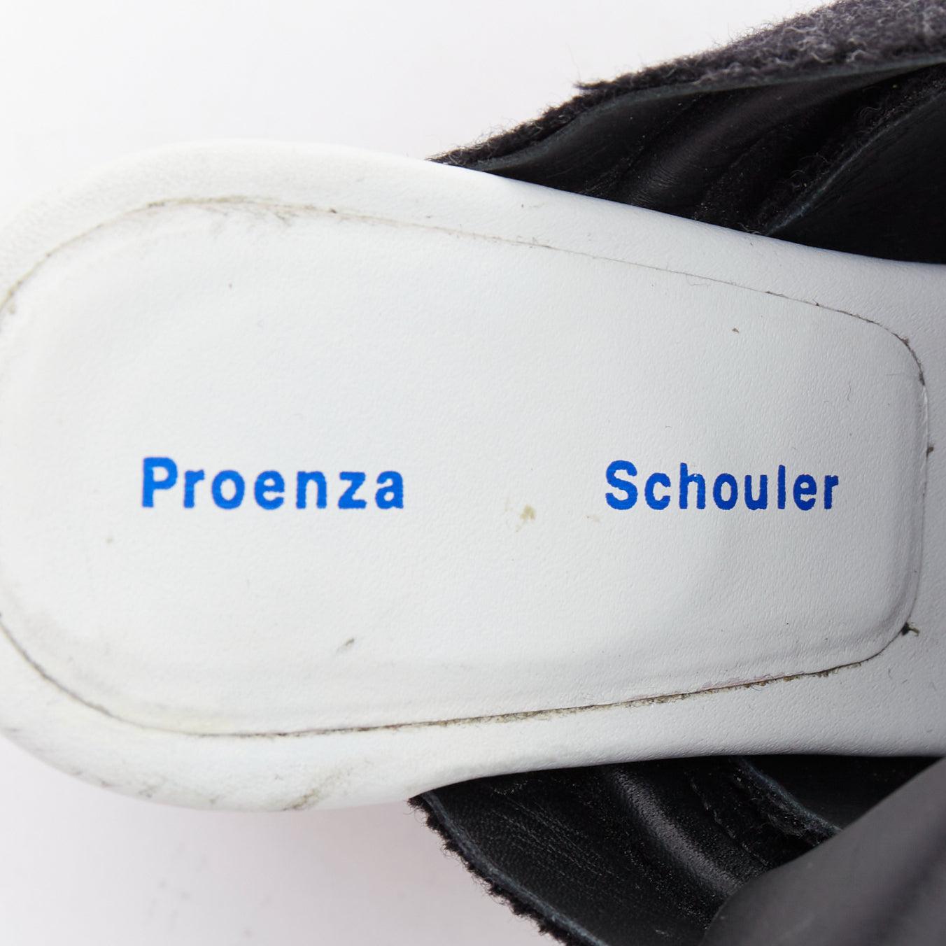 PROENZA SCHOULER mules à talon métallique avec nœud en feutre de laine gris EU38 en vente 4