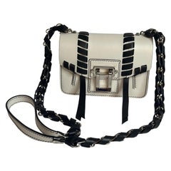 Proenza Schouler Hava White Leather Mini Bag Authentic w/ Black Whipstitch