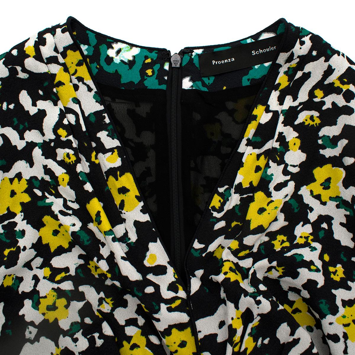 Black Proenza Schouler Knotted Floral-print Crepe Midi Dress - Us size 8  For Sale
