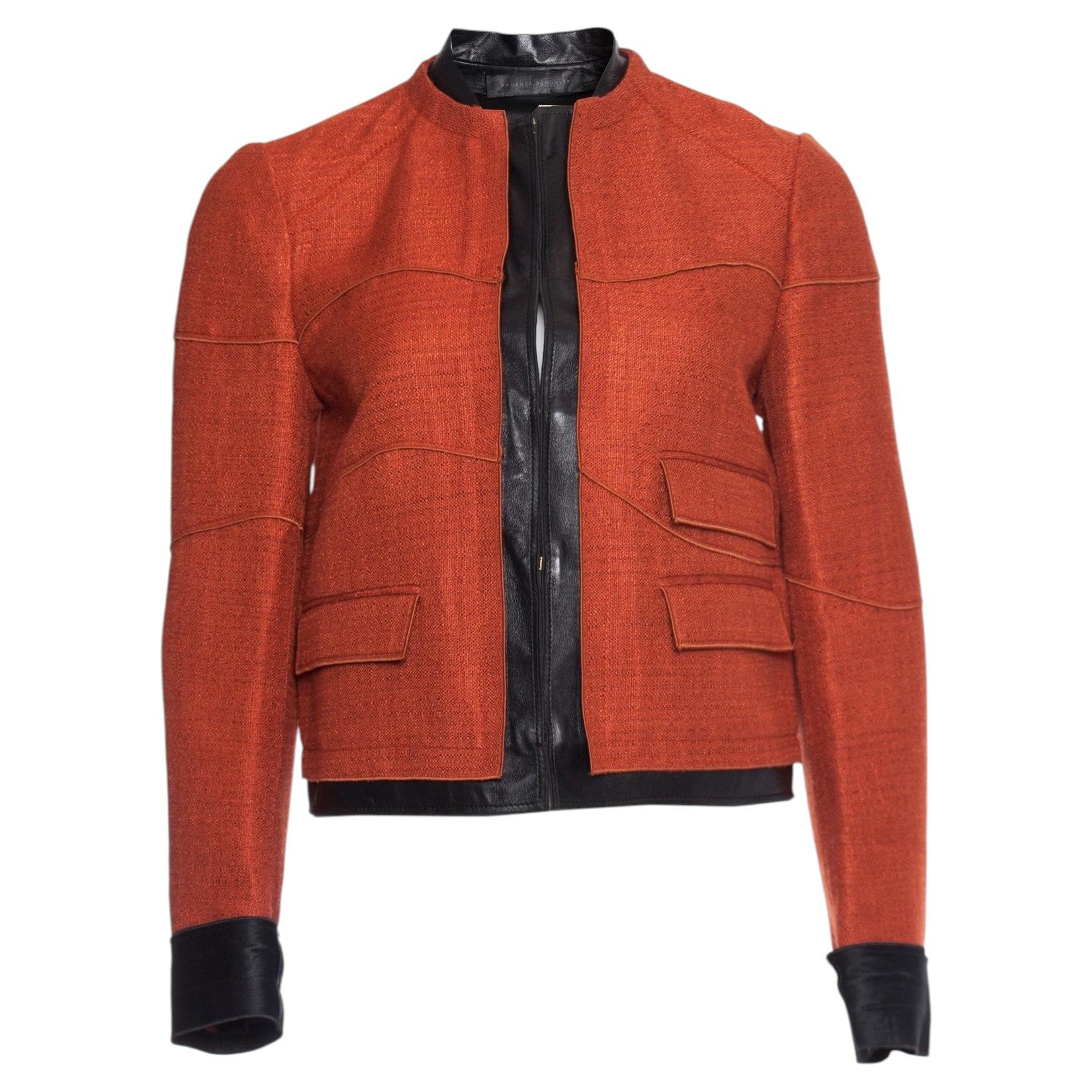 Proenza Schouler, Leather trimmed tweed jacket