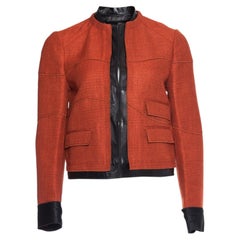 Proenza Schouler, Jacke aus Tweed mit Lederbesatz