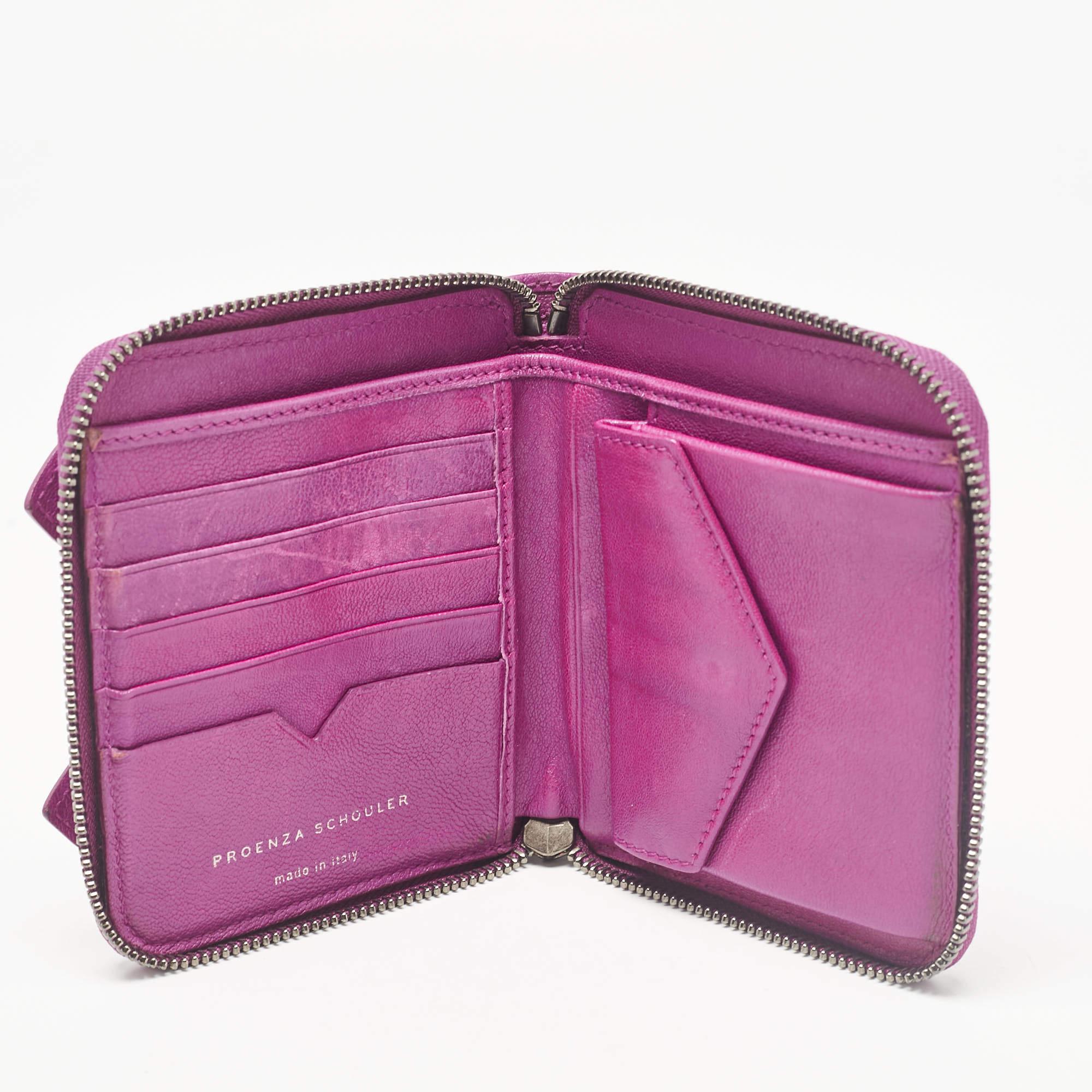 Pink Proenza Schouler Magenta Leather PS1 Compact Wallet For Sale