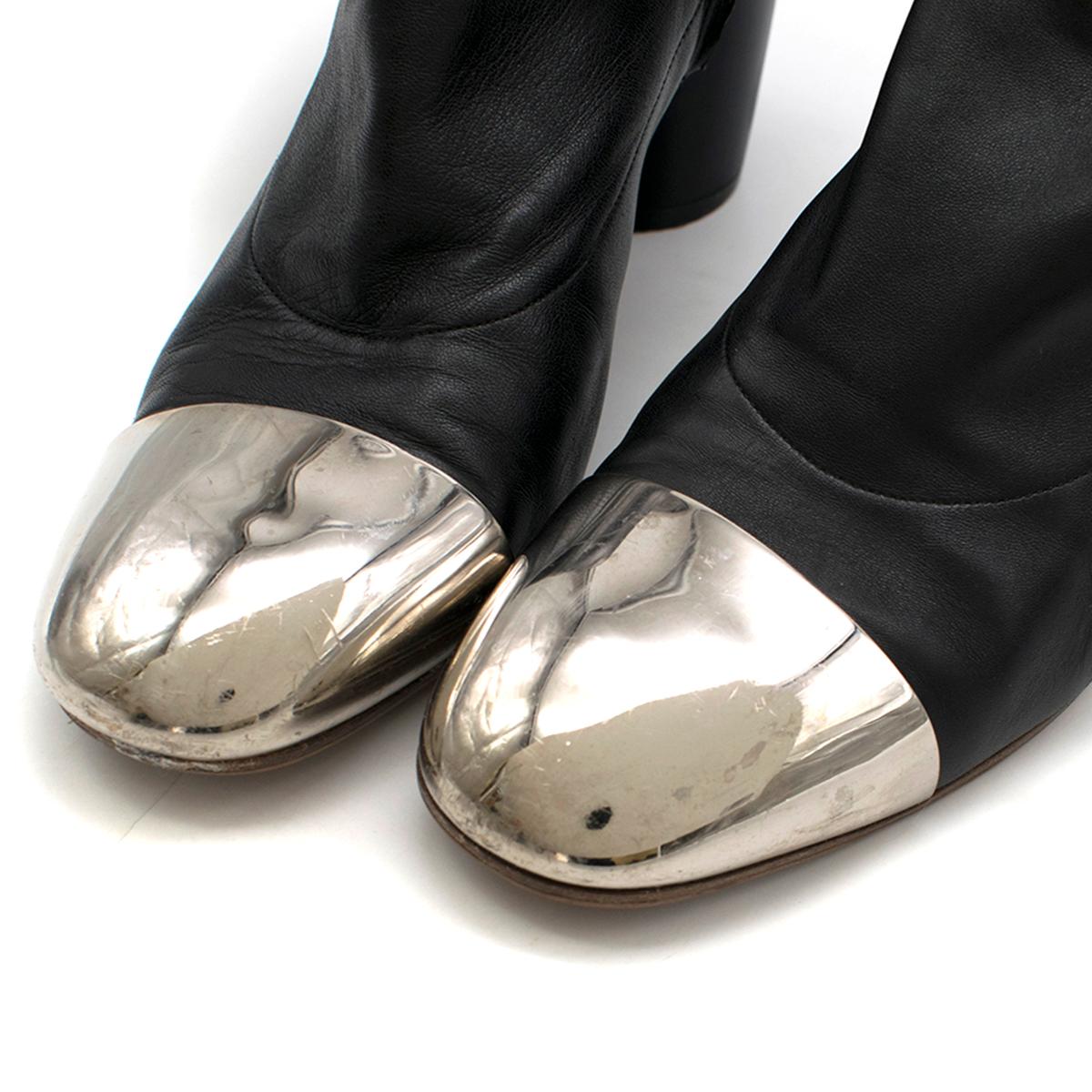 Black Proenza Schouler metal-cap lace-back leather ankle boots Size 41