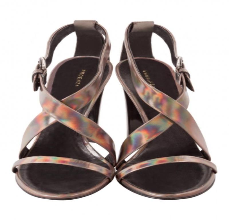 Proenza Schouler Sandali in vernice metallizzata iridescente Taglia 37.5 in vendita 3