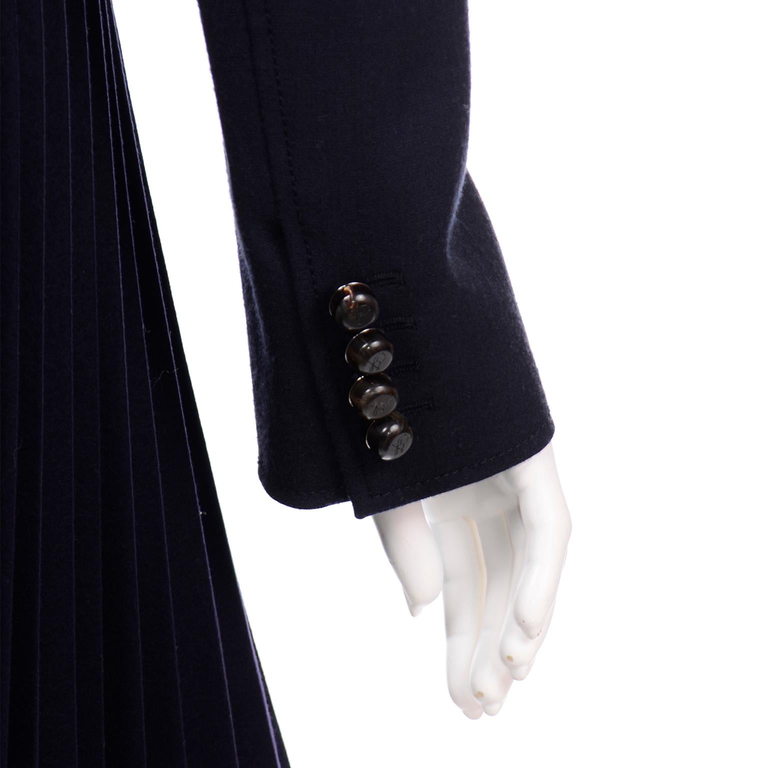 Proenza Schouler Midnight Blue Knit Cropped Ribbed Jacket and Pleated Skirt Suit 2