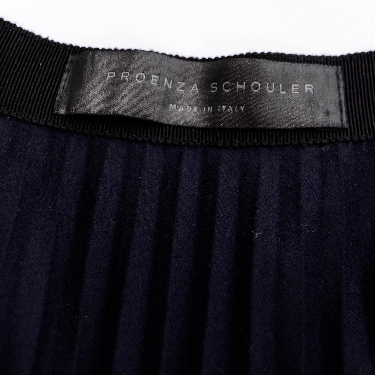 Proenza Schouler Midnight Blue Knit Cropped Ribbed Jacket and Pleated Skirt Suit 4