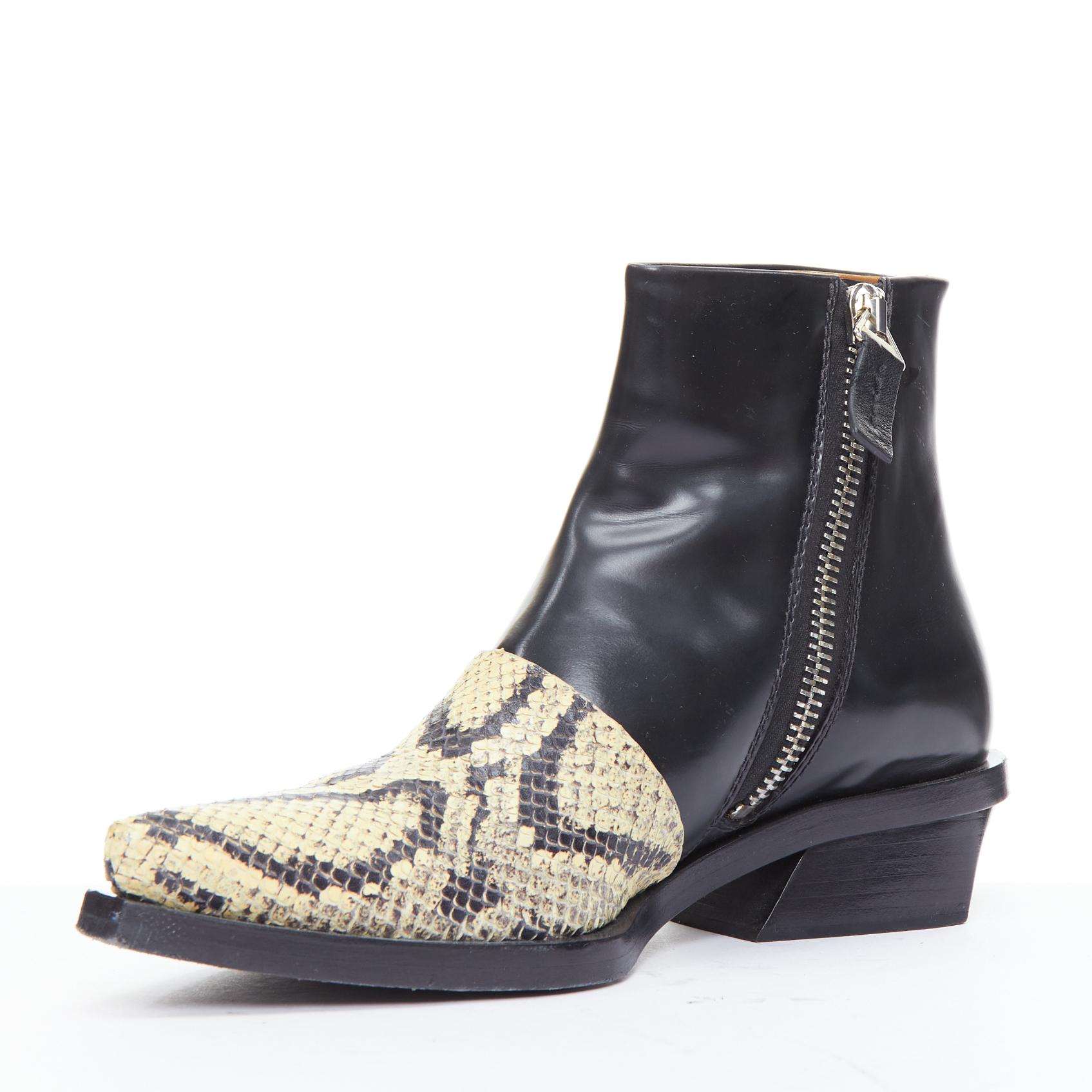 PROENZA SCHOULER - Bottine cubaine en cuir écaillé naturel noir EU38 Bon état - En vente à Hong Kong, NT