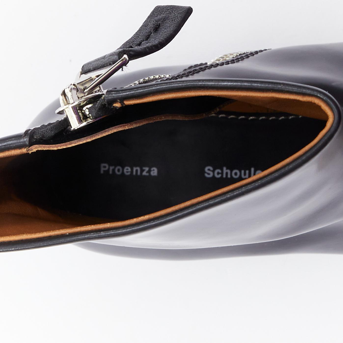 PROENZA SCHOULER - Bottine cubaine en cuir écaillé naturel noir EU38 en vente 4