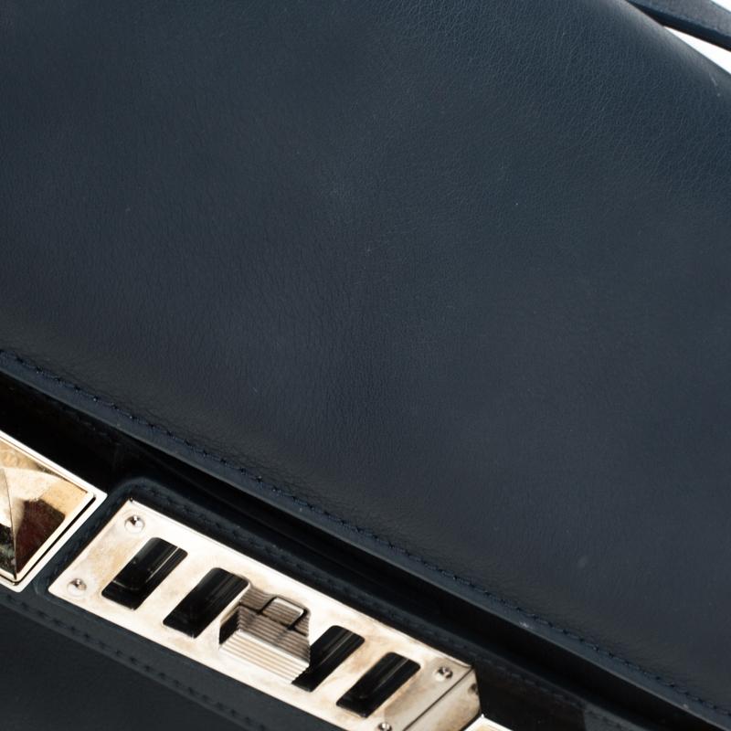 Proenza Schouler Navy Blue Leather Mini Classic PS11 Shoulder Bag In Good Condition In Dubai, Al Qouz 2