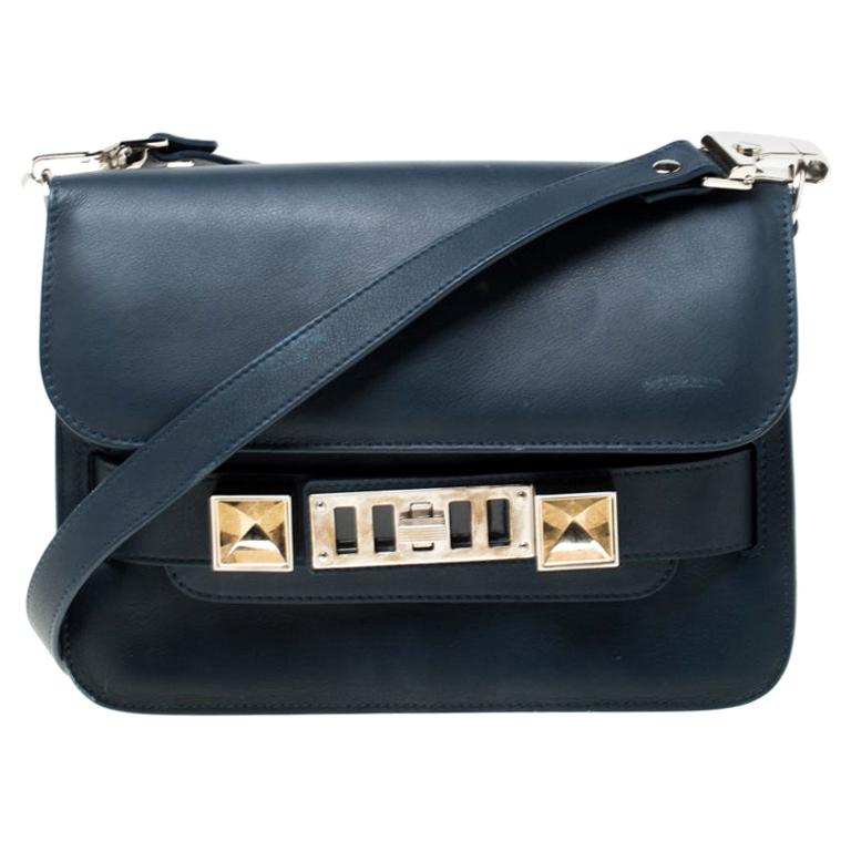 Proenza Schouler Navy Blue Leather Mini Classic PS11 Shoulder Bag