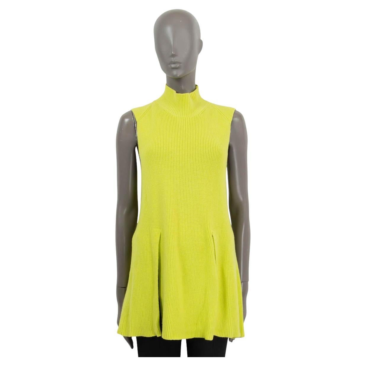 PROENZA SCHOULER neon lime Wolle & Baumwolle SLIT SLEEVELESS MOCK Pullover L