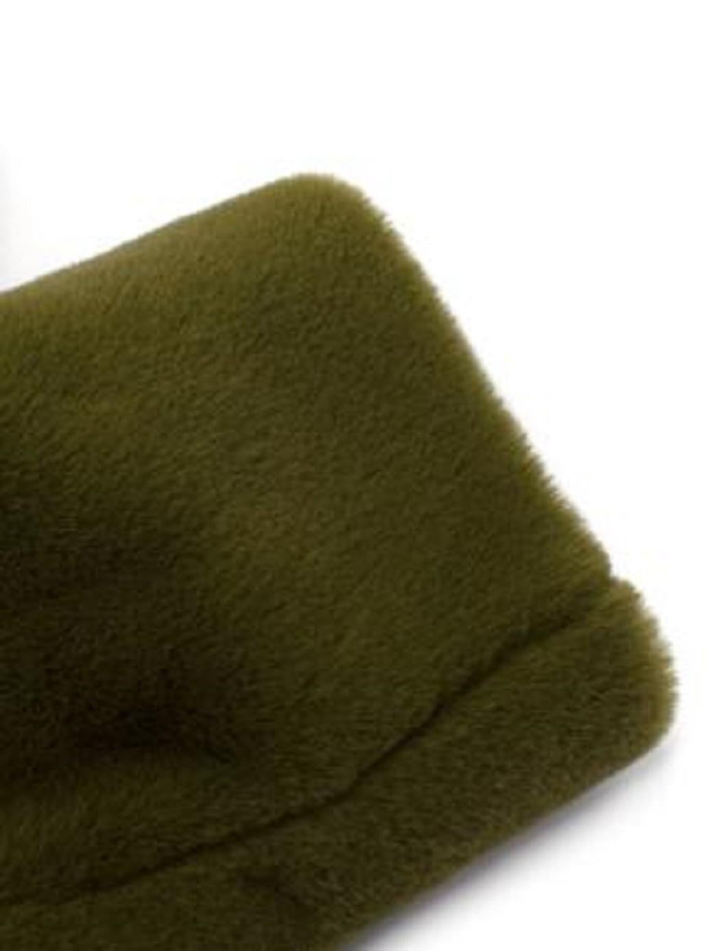 Proenza Schouler Olive Green Faux Fur Belted Coat For Sale 2