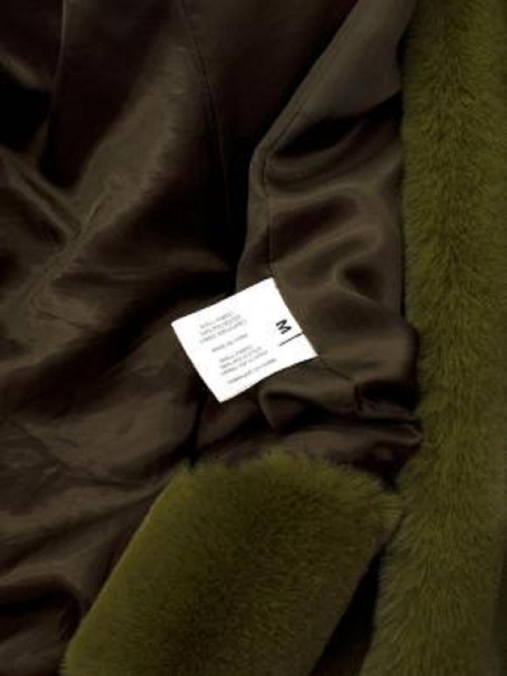 Proenza Schouler Olive Green Faux Fur Belted Coat For Sale 5