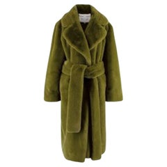 Proenza Schouler Olive Green Faux Fur Belted Coat