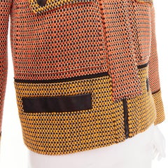 Proenza Schouler giacca in tweed arancione con finiture in pelle nera US2 S
