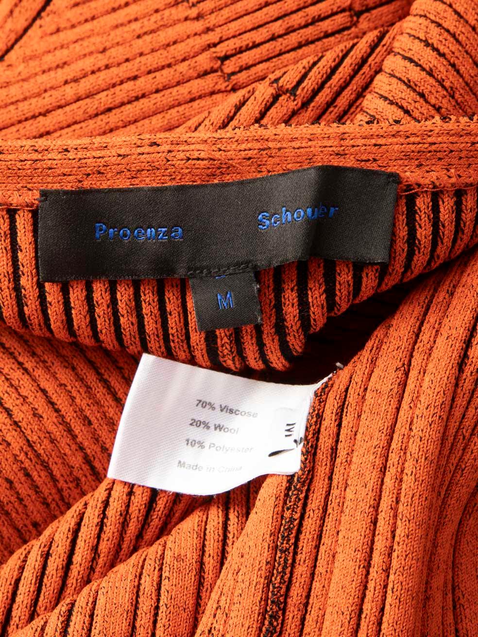 Women's Proenza Schouler Orange Ribbed Long Sleeve Dress Size M For Sale