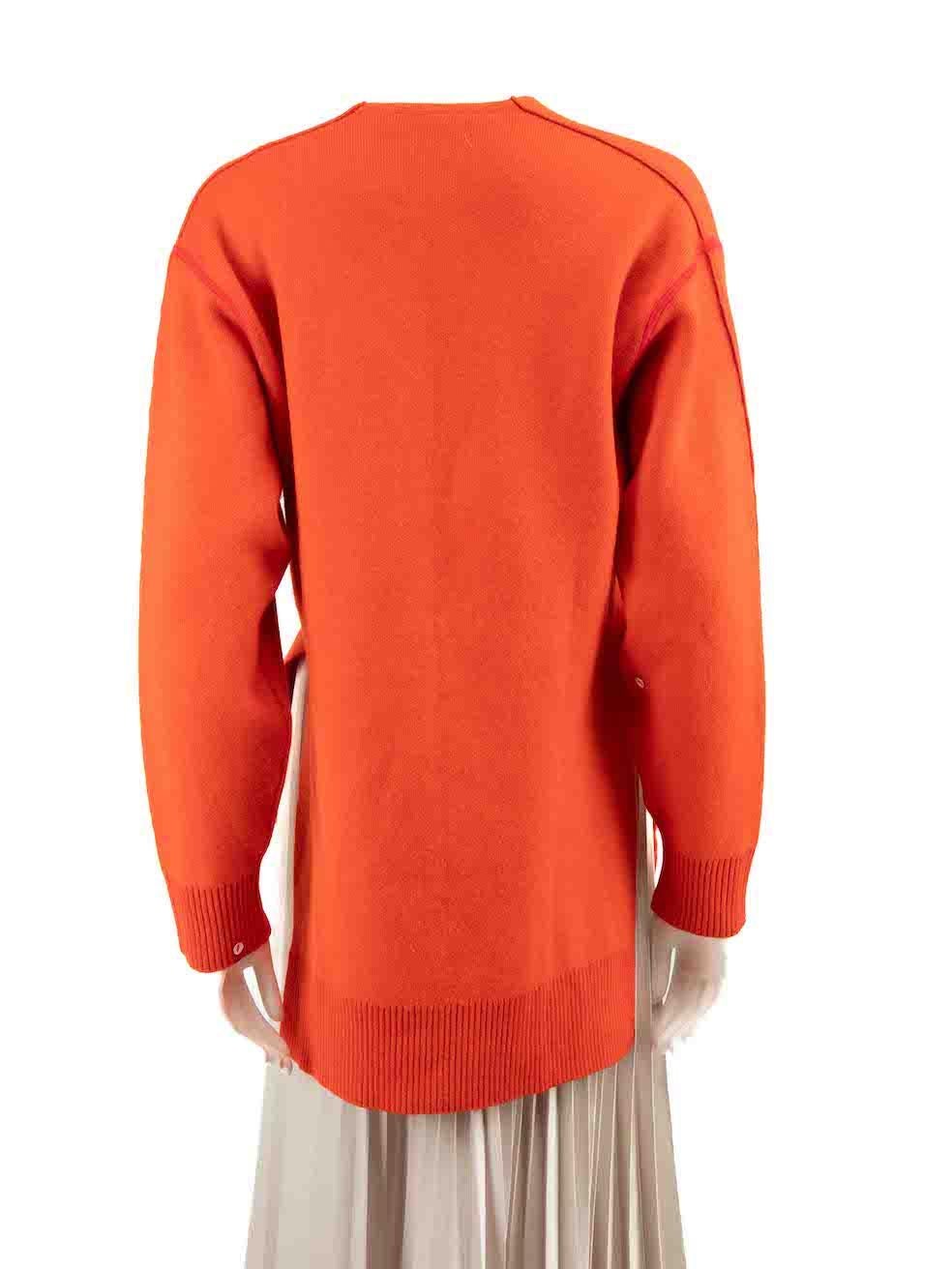 Red Proenza Schouler Orange Wool V-Neck Knit Sweater Size XS
