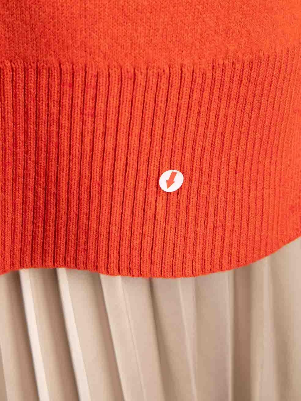 Proenza Schouler Orange Wool V-Neck Knit Sweater Size XS For Sale 1