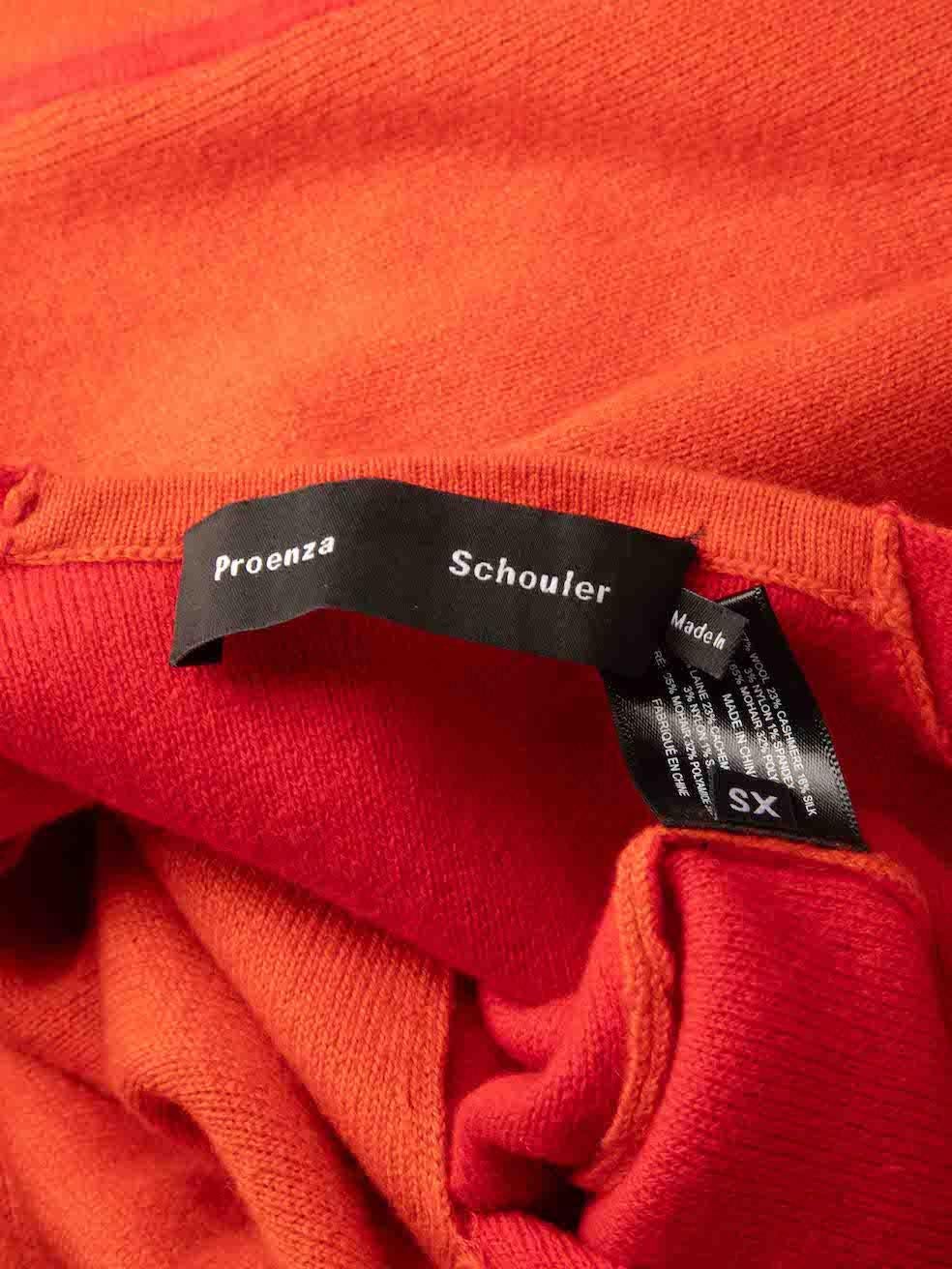 Proenza Schouler Orange Wool V-Neck Knit Sweater Size XS For Sale 2