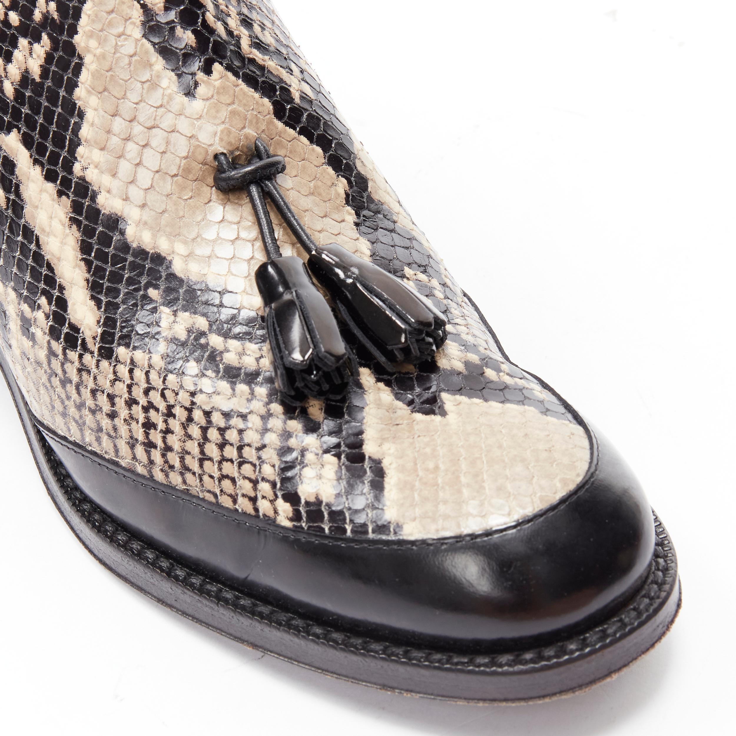 PROENZA SCHOULER printed scaled leather black tassel pull on ankle boot EU37 For Sale 2