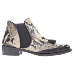 PROENZA SCHOULER printed scaled leather black tassel pull on ankle boot EU37