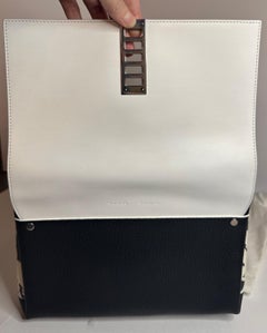 Proenza Schouler PS Elliot Clutch Leather Rare Color White/Black w/ Suede Accent