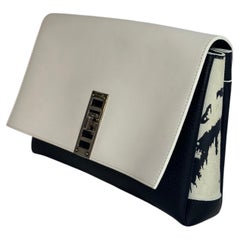Proenza Schouler PS Elliot Clutch Leather Rare Color White/Black w/ Suede Accent