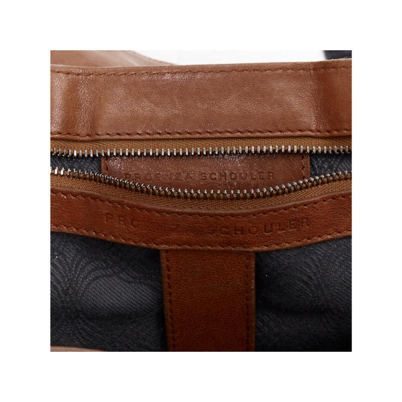 PROENZA SCHOULER PS1 beige canvas brown black leather top handle satchel bag en vente 5