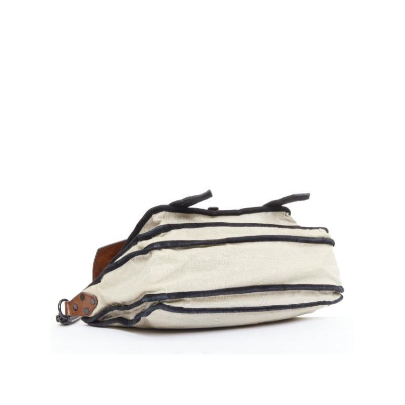 PROENZA SCHOULER PS1 beige canvas brown black leather top handle satchel bag en vente 1