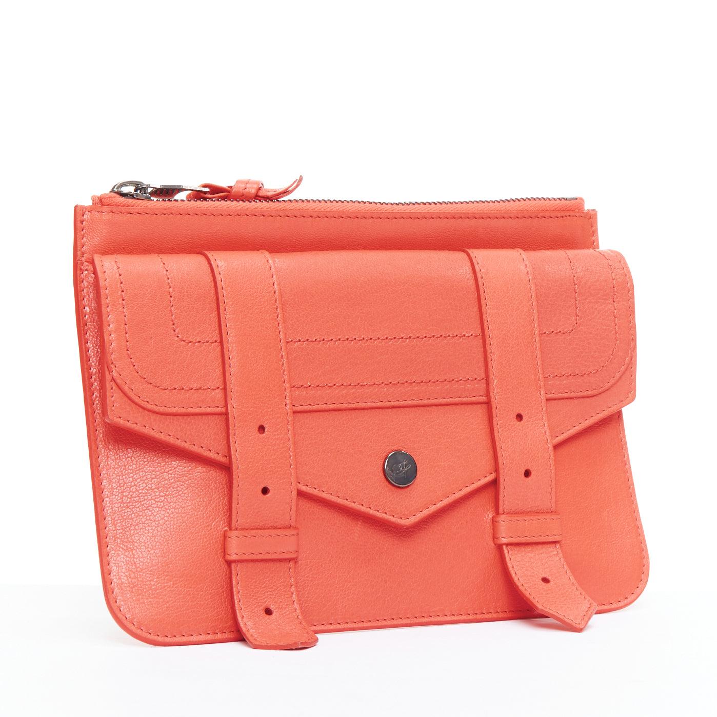 Red PROENZA SCHOULER PS1 coral red zip envelop portfolio clutch pouch For Sale