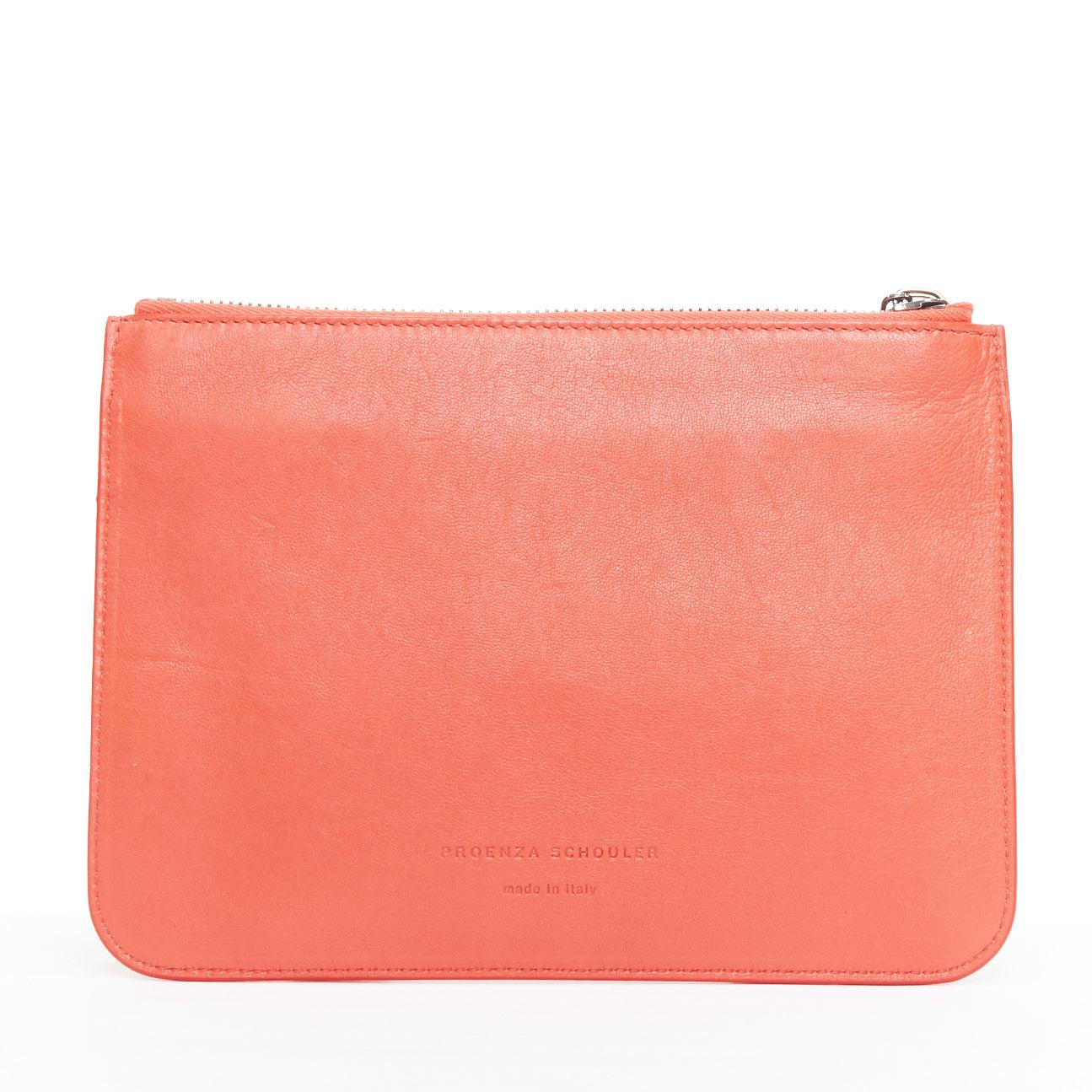 PROENZA SCHOULER PS1 coral red zip envelop portfolio clutch pouch In Good Condition For Sale In Hong Kong, NT