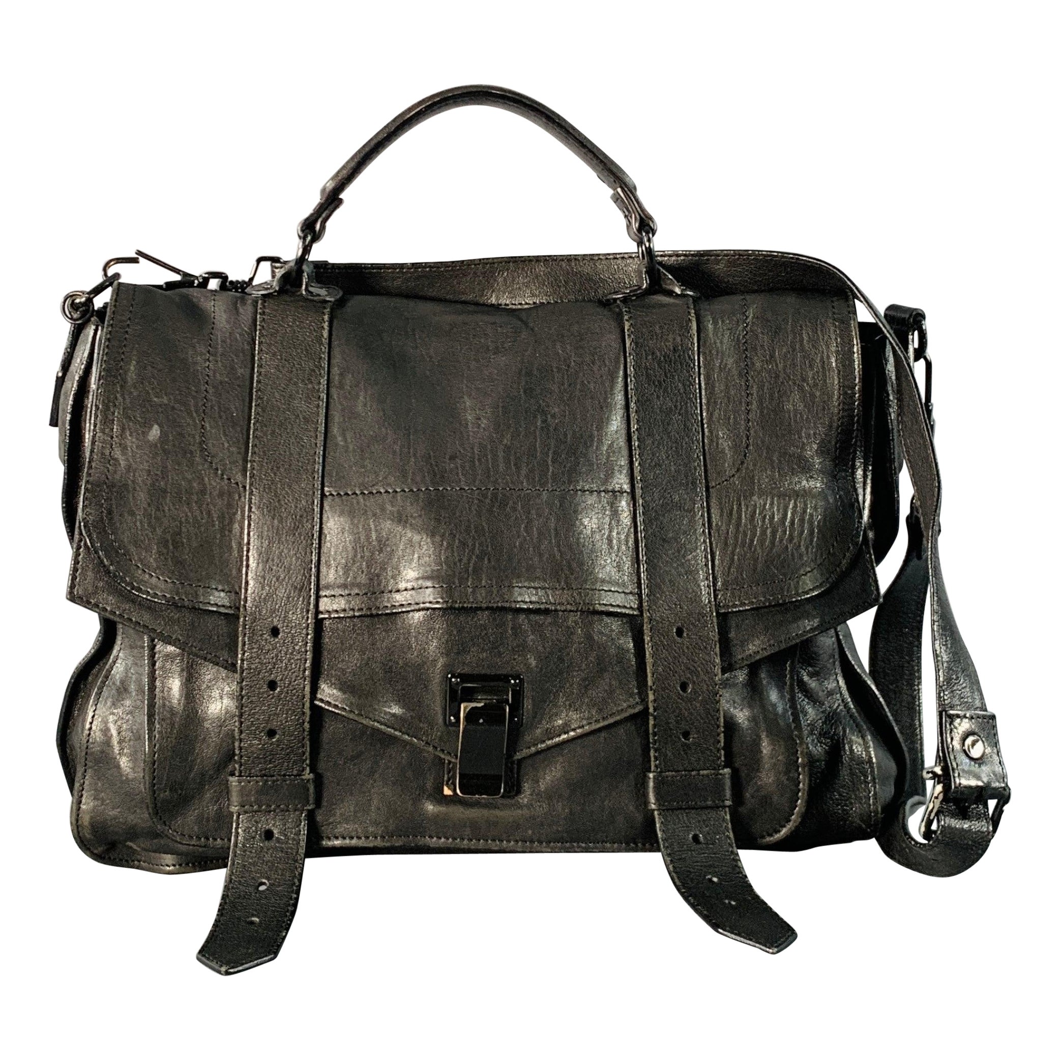 Proenza Schouler PS1 Borsa a tracolla media in pelle nera