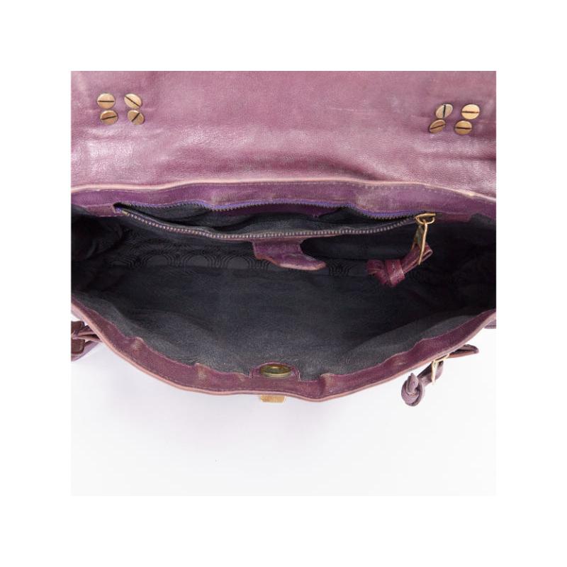 PROENZA SCHOULER PS1 Medium purple leather gold hardware flap satchel bag en vente 5