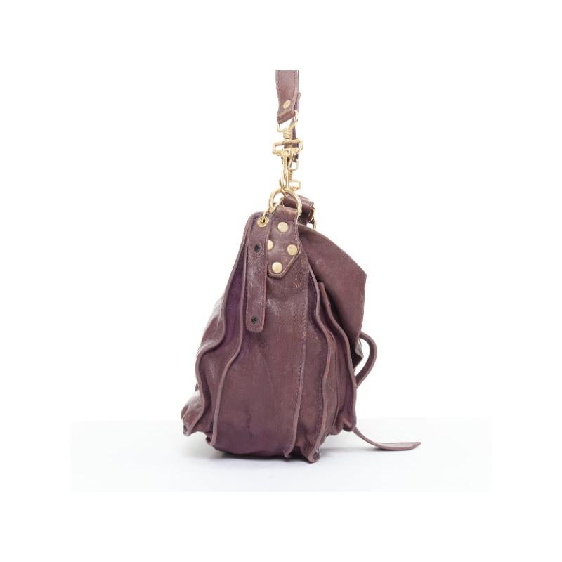 PROENZA SCHOULER PS1 Medium purple leather gold hardware flap satchel bag État moyen - En vente à Hong Kong, NT